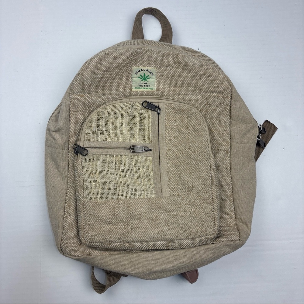 The Collection Royal Hemp Backpack Woven Natural Beige Travel Bag Made in Nepal